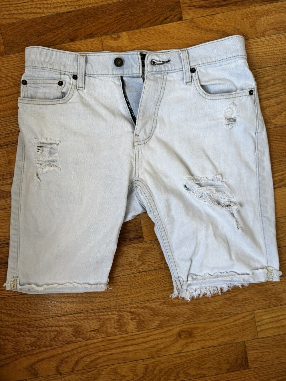 Hollister Men’s Skinny Denim Shorts W29 Light Wash Distressed Epic Flex 9